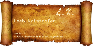 Leeb Krisztofer névjegykártya